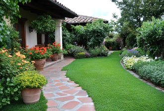 jardim-frontal-exuberante-de-uma-casa-estrada-de-acesso-a-casa-e-marcada-com-pedras-1